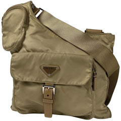 プラダ ロゴプレート ショルダーバッグ ナイロン ブラウン BT0520 レディース 【中古】 brbag