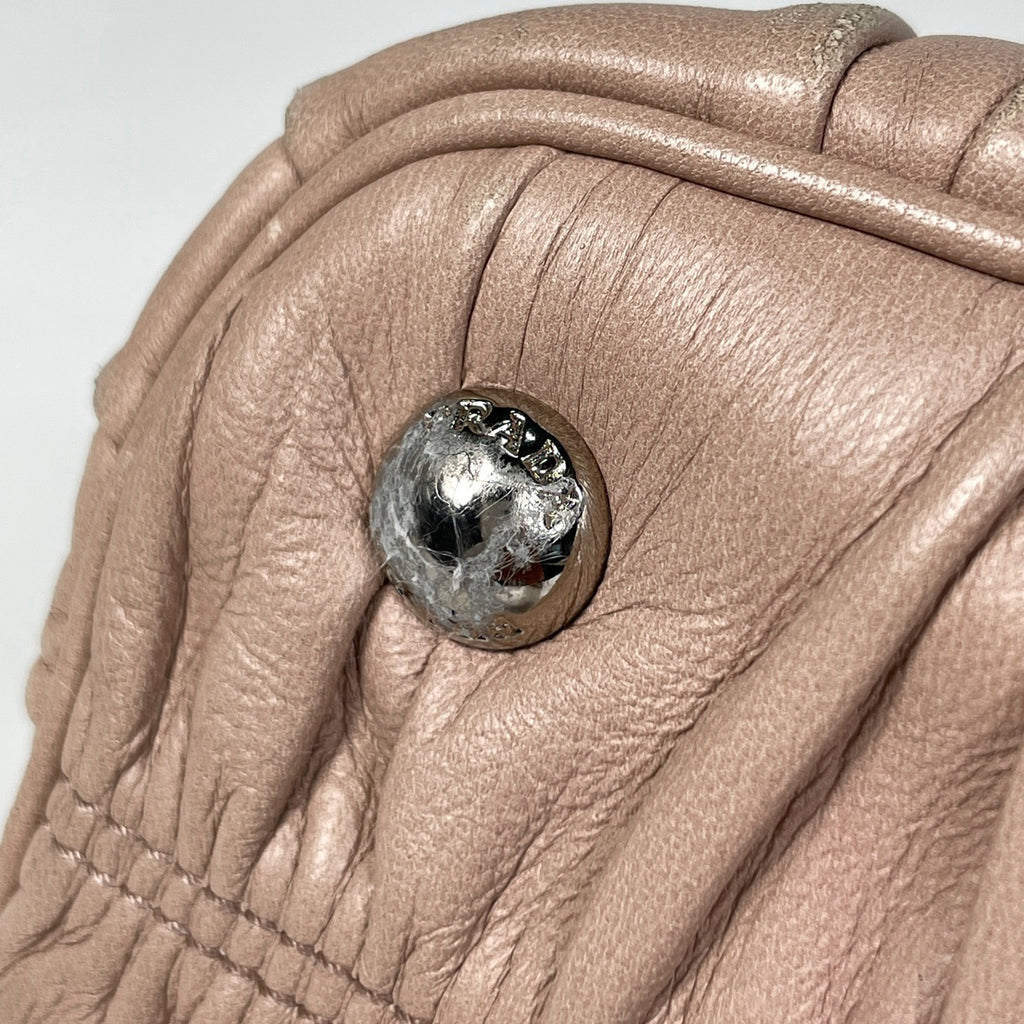 プラダ ロゴ ハンドバッグ 2WAY ショルダーバッグ ギャザー ハンドバッグ レザー ピンク B2588L レディース 【中古】brbag