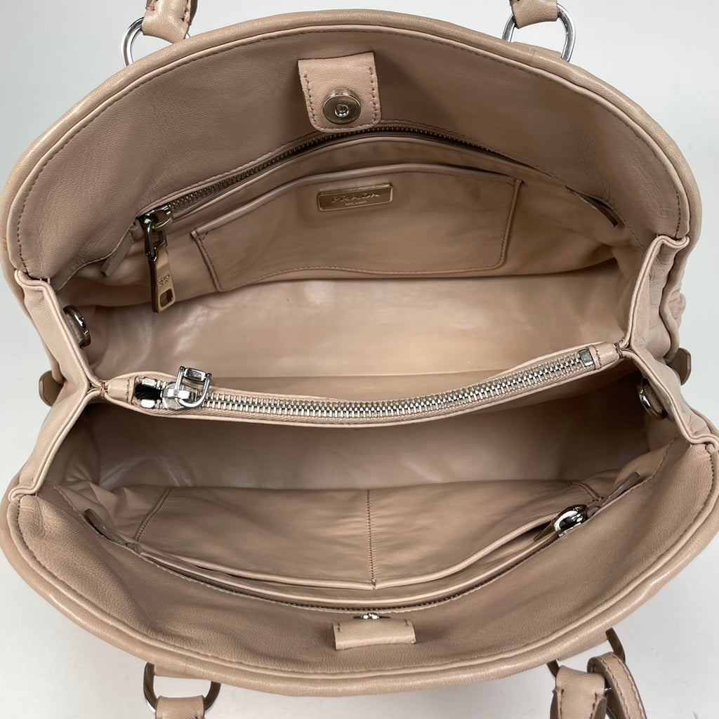 プラダ ロゴ ハンドバッグ 2WAY ショルダーバッグ ギャザー ハンドバッグ レザー ピンク B2588L レディース 【中古】brbag