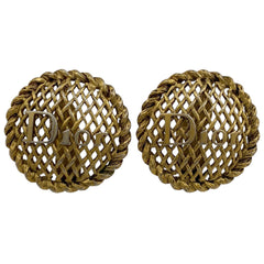 クリスチャンディオール ロゴ ラウンド イヤリング 丸型 メッシュ イヤリング GP ゴールド レディース 【中古】 bracc