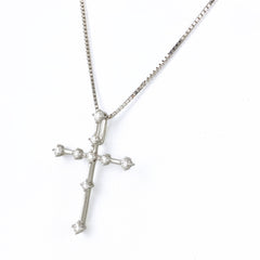 クロスモチーフ デザインネックレス プラチナ ペンダント メレダイヤ ネックレス K18 WG ダイヤモンド レディース 【中古】nbjwl