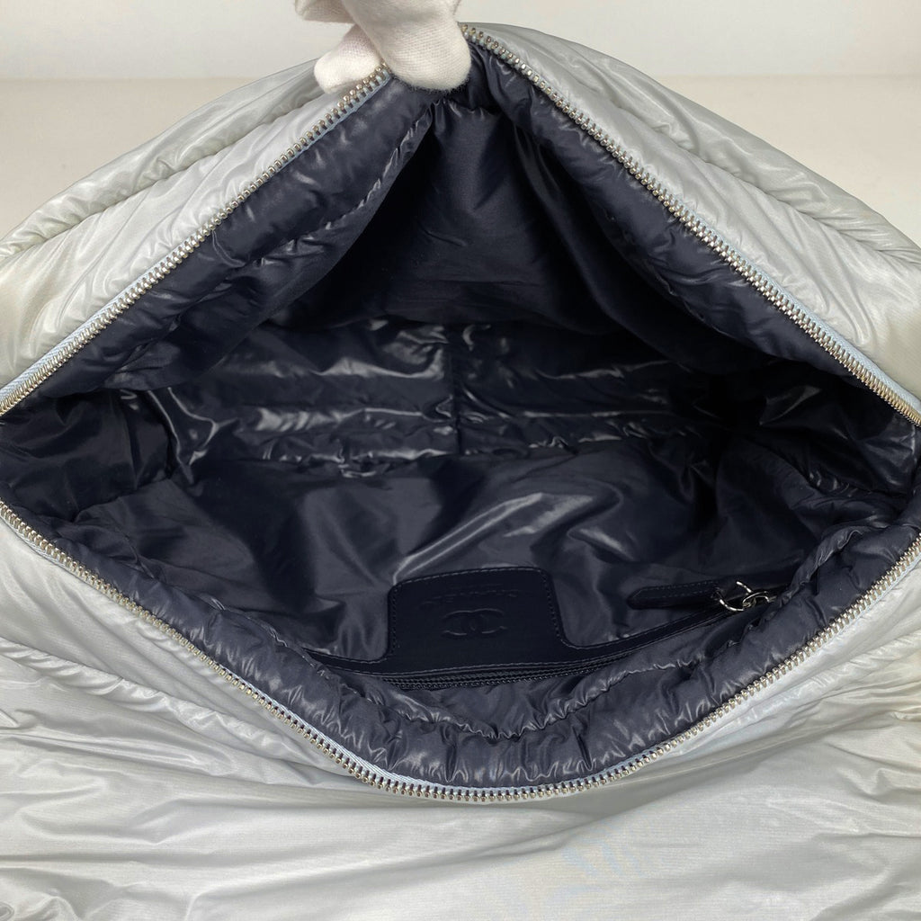 シャネル コココクーン ショルダーバッグ メッセンジャー ココマーク ライトブルー ナイロン グレー レディース 【中古】 brbag