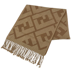 フェンディ ズッカ柄 マフラー フリンジ ロゴ マフラー ウール ブラウン レディース 【中古】brbag