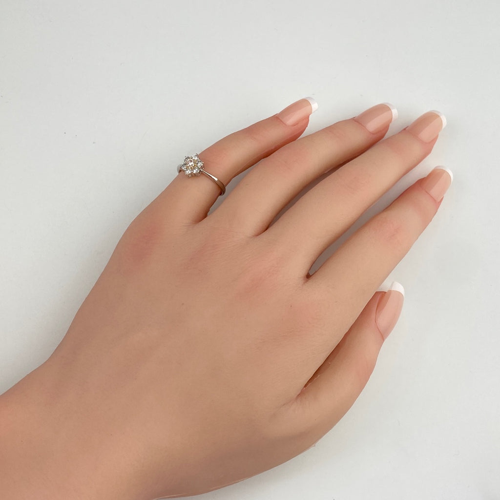 メレダイヤ デザインリング プラチナ 指輪 リング 9号 Pt900 K18 ダイヤモンド レディース 【中古】nbjwl