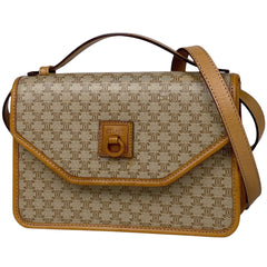 セリーヌ マカダム柄 ショルダーバッグ 斜め掛け ハンドバッグ ショルダーバッグ コーティングキャンバス ベージュ ブラウン レディース 【中古】brbag