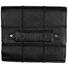 シャネル チョコバー 二つ折り財布 ロゴ ココマーク 二つ折り財布 キャビアスキン ブラック レディース 【中古】brbag