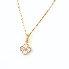 フラワーモチーフ デザインネックレス PG ピンクゴールド ペンダント 花 ネックレス K18 ダイヤモンド レディース 【中古】nbjwl