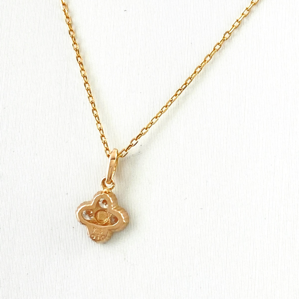 フラワーモチーフ デザインネックレス PG ピンクゴールド ペンダント 花 ネックレス K18 ダイヤモンド レディース 【中古】nbjwl