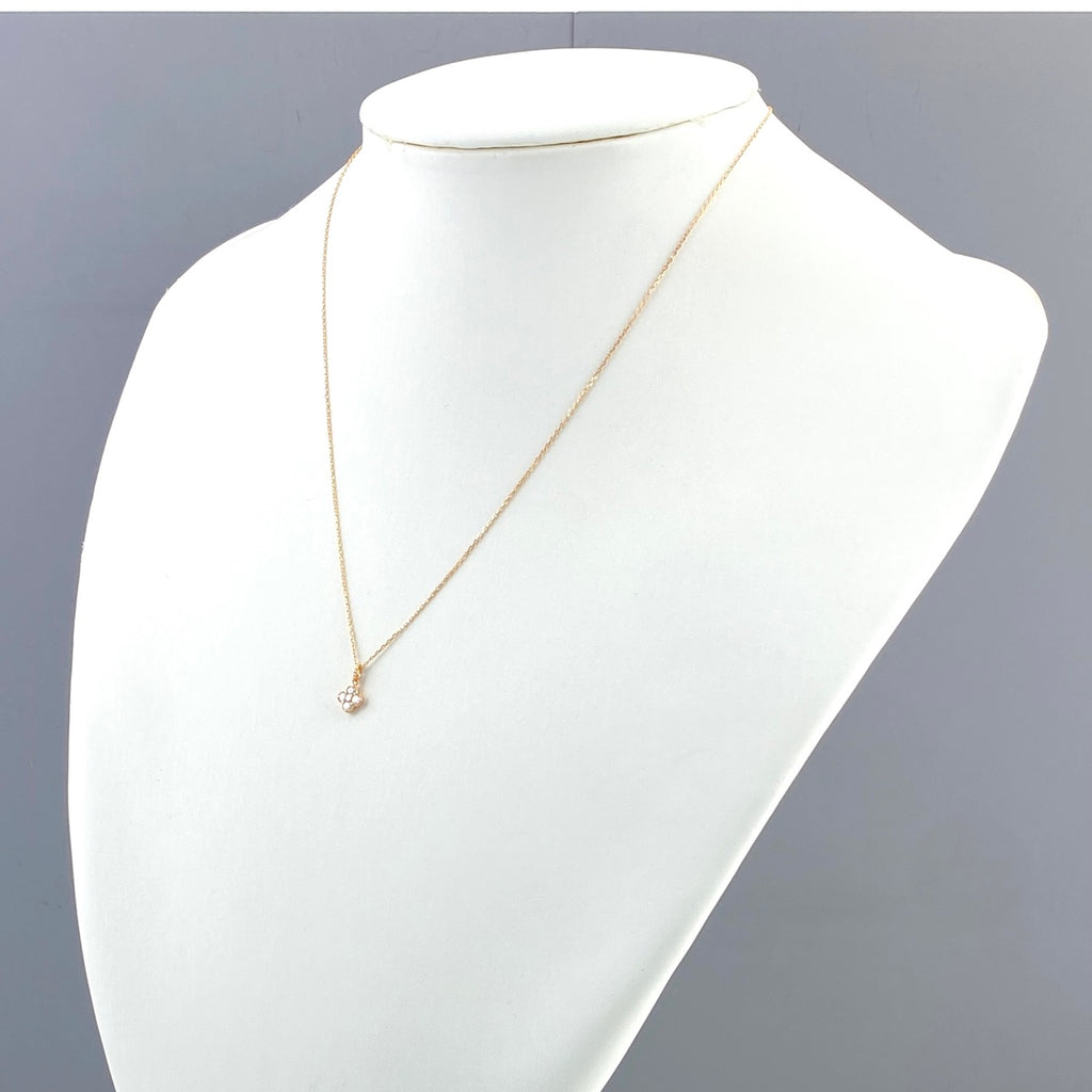フラワーモチーフ デザインネックレス PG ピンクゴールド ペンダント 花 ネックレス K18 ダイヤモンド レディース 【中古】nbjwl