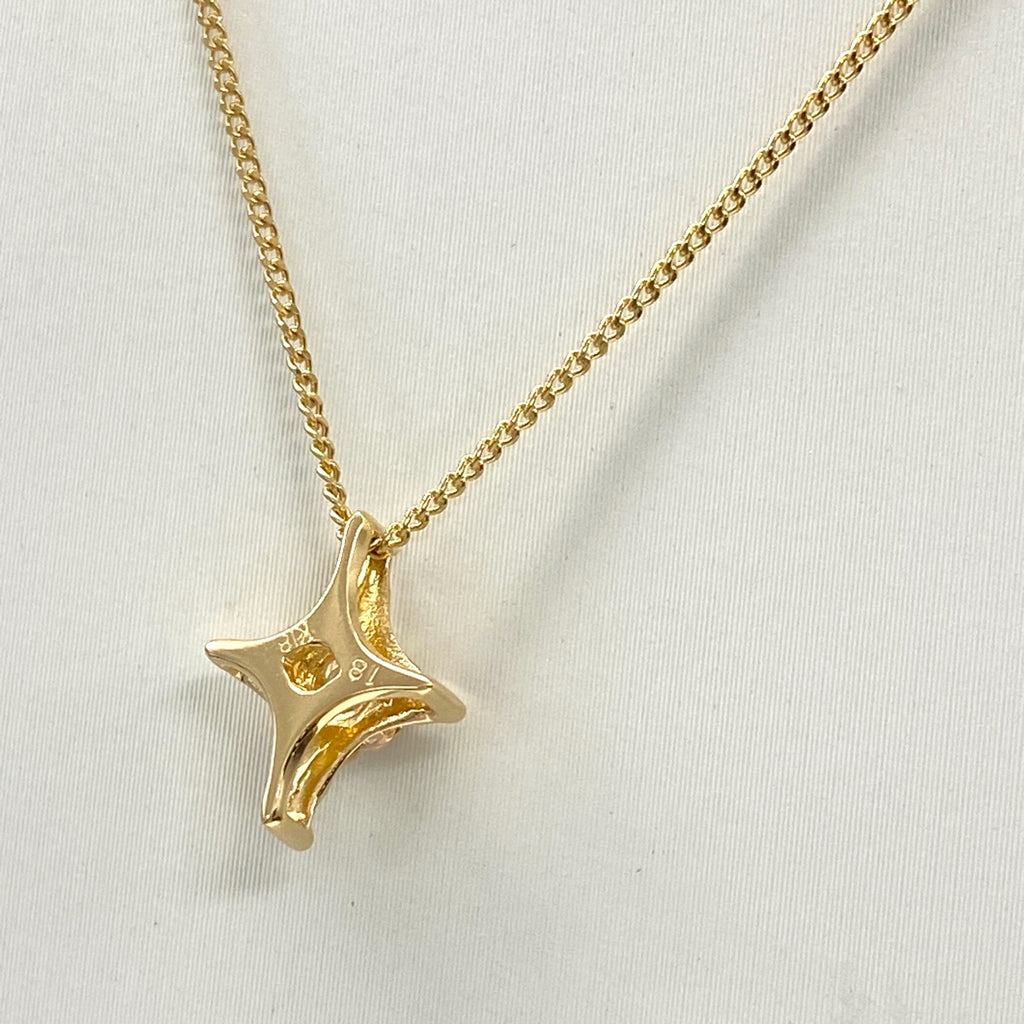 ダイヤモンド デザインネックレス YG イエローゴールド ペンダント ネックレス K18 ダイヤモンド レディース 【中古】nbjwl