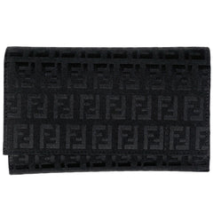 【在庫一掃】 フェンディ ズッキーノ柄 三つ折り 財布 札入れ 小銭入れ 三つ折り財布 キャンバス ブラック 8M0011 レディース 【中古】brbag