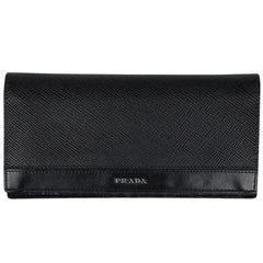 プラダ ロゴ 二つ折り 長財布 小銭入れ 札入れ 長財布 レザー ネロ(ブラック) レディース 【中古】 brbag