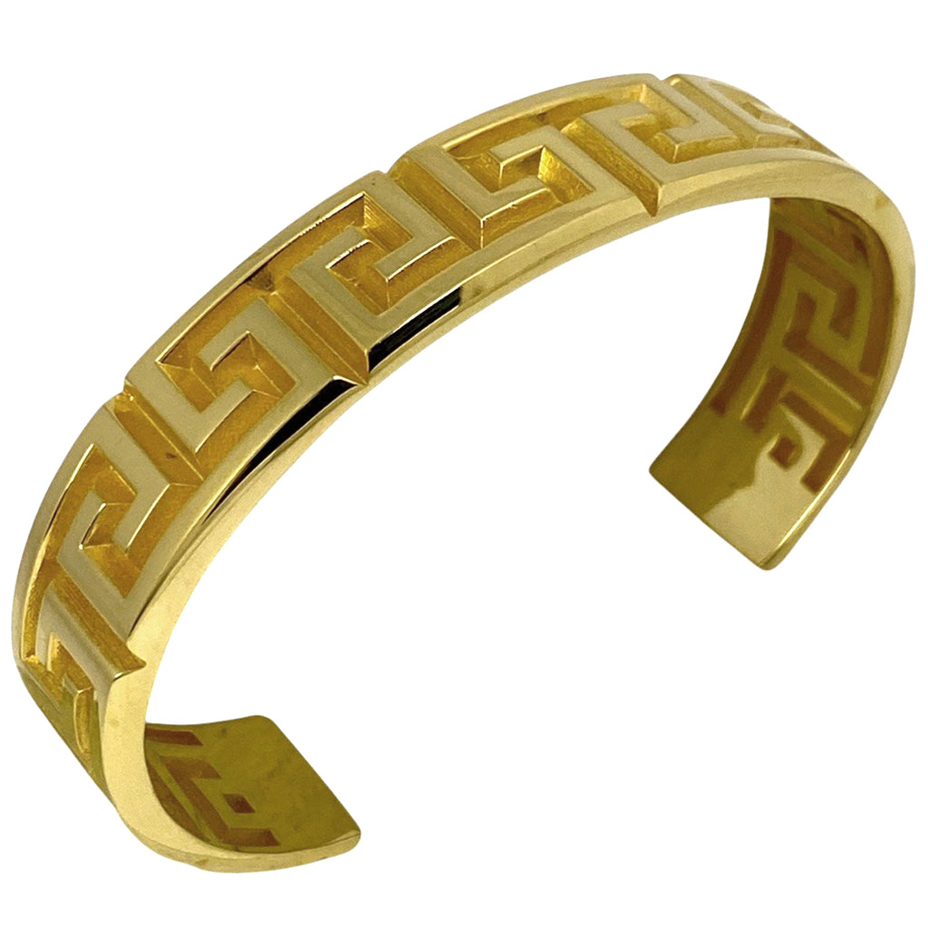 ヴェルサーチ グリークキー バングル ロゴ 腕輪 バングル GP ゴールド メンズ 【中古】bracc