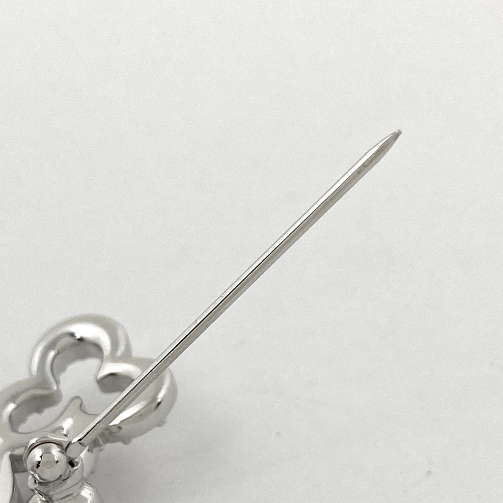 【最終値引き】 スワロフスキー クリスタル デザイン ブローチ フラワーモチーフ ジルコニア ブローチ シルバーメッキ シルバー ブルー レディース 【中古】bracc