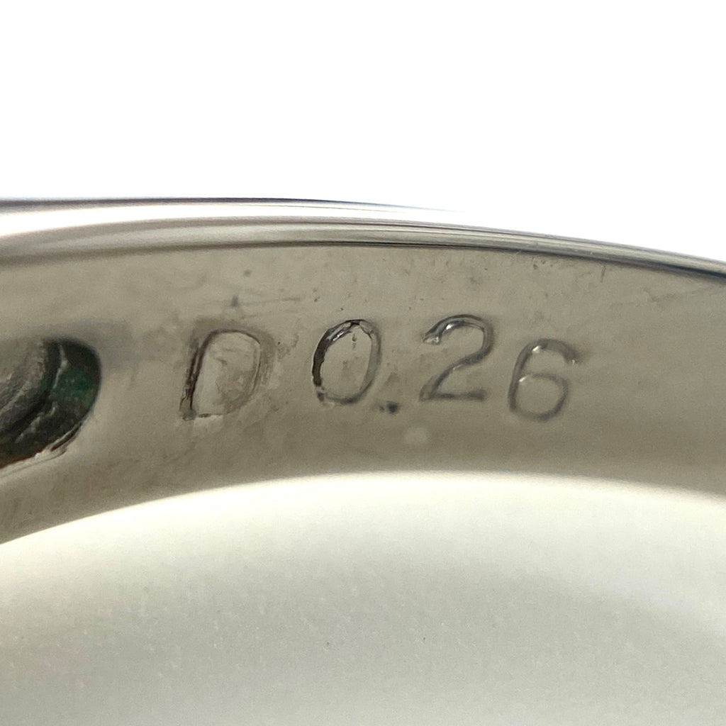 エメラルド デザインリング プラチナ 指輪 メレダイヤ リング 15号 Pt900 エメラルド ダイヤモンド レディース 【中古】nbjwl