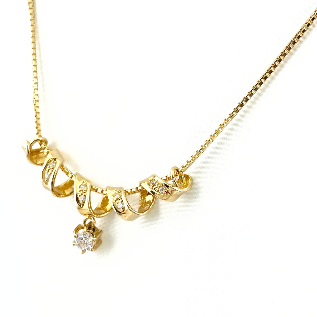 メレダイヤ デザインネックレス YG イエローゴールド ペンダント ネックレス K18 750 ダイヤモンド レディース 【中古】nbjwl