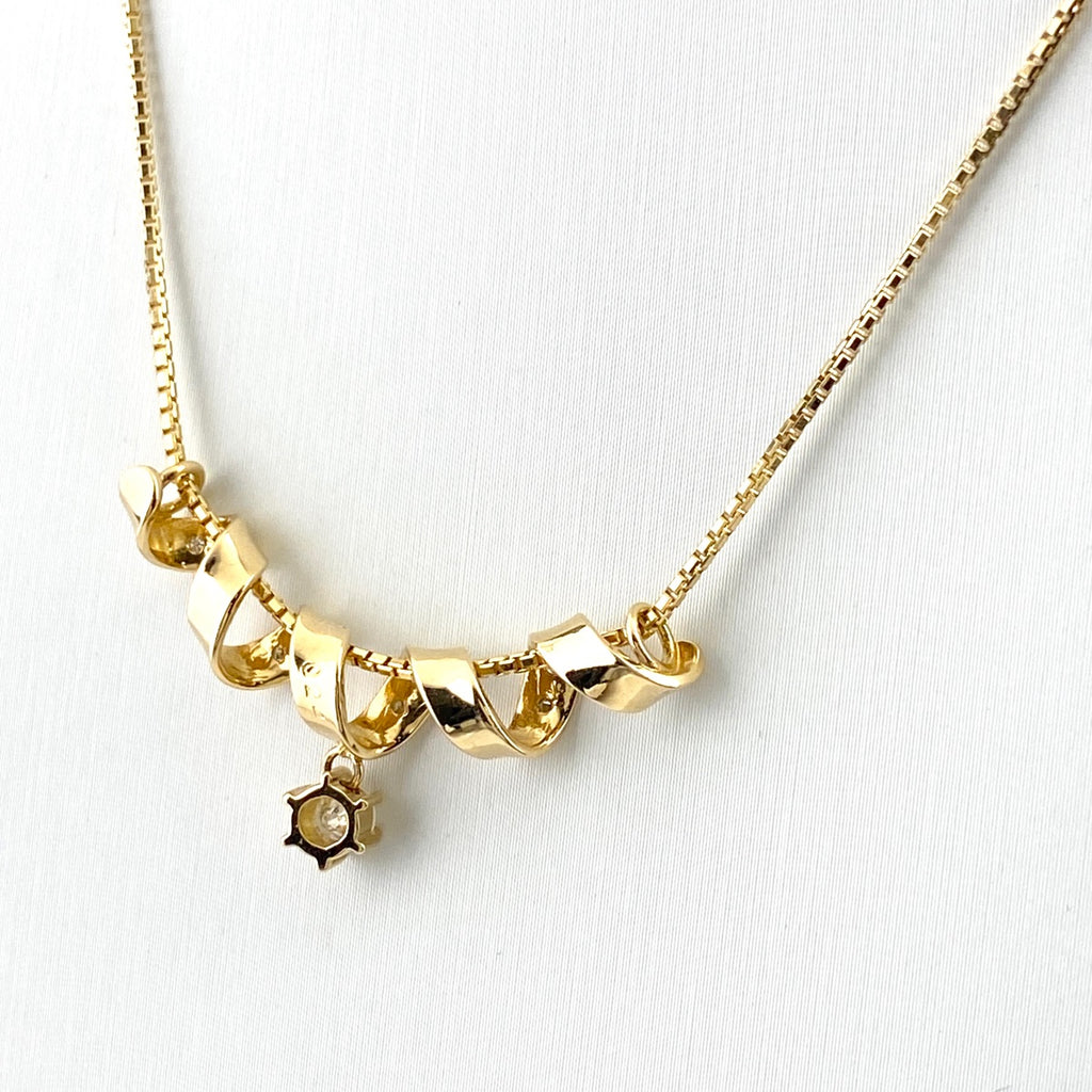 メレダイヤ デザインネックレス YG イエローゴールド ペンダント ネックレス K18 750 ダイヤモンド レディース 【中古】nbjwl