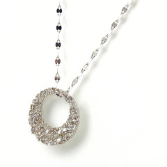 メレダイヤ デザインネックレス WG ホワイトゴールド ペンダント ネックレス K18 WG ダイヤモンド レディース 【中古】nbjwl