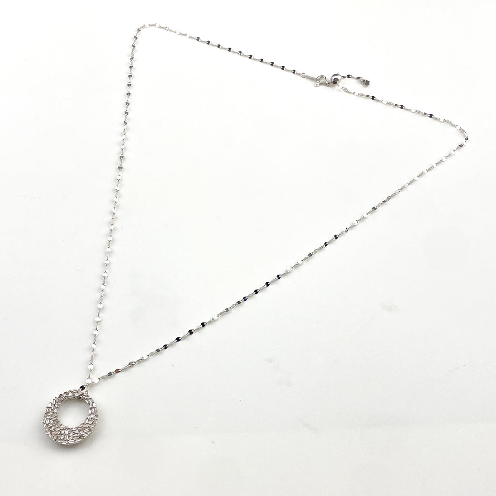 メレダイヤ デザインネックレス WG ホワイトゴールド ペンダント ネックレス K18 WG ダイヤモンド レディース 【中古】nbjwl