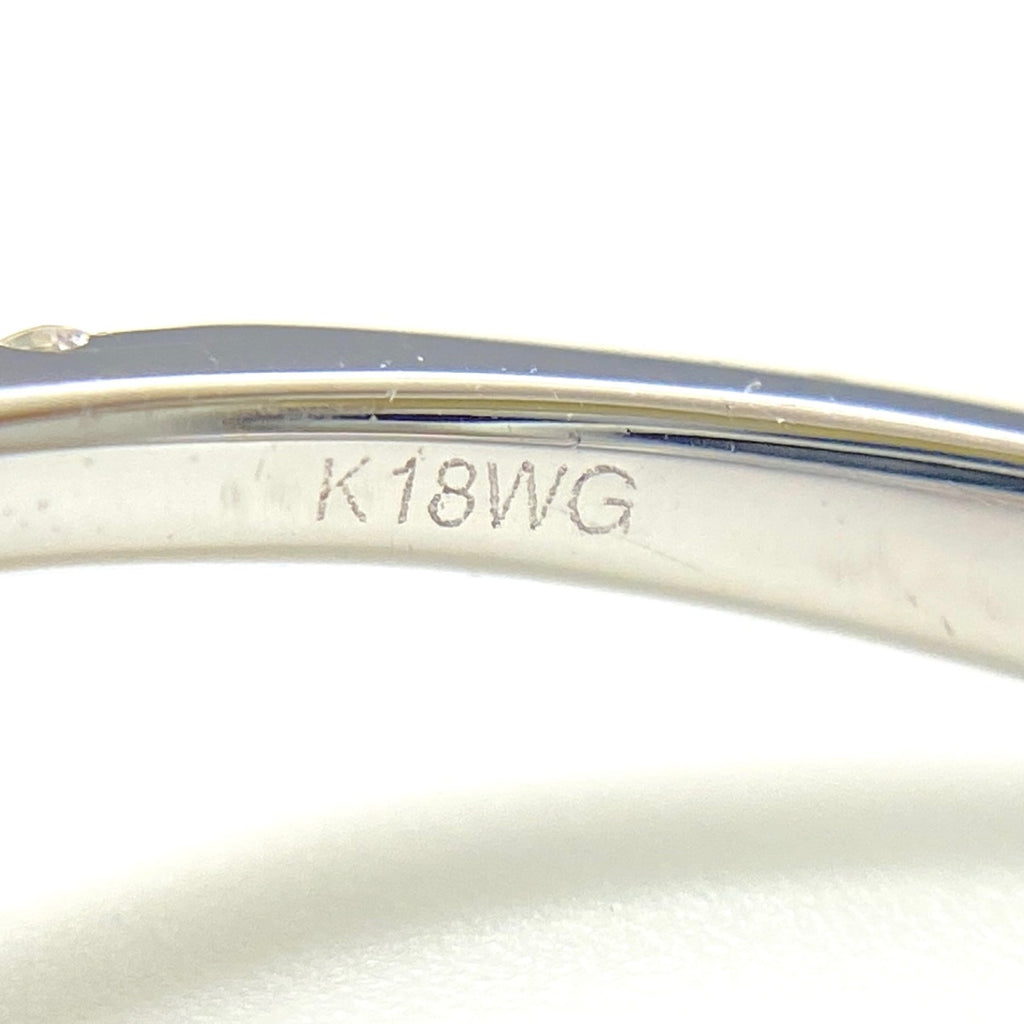 【在庫一掃】 フラワーモチーフ デザインリング プラチナ 指輪 メレダイヤ 花 リング 9.5号 K18 WG ダイヤモンド レディース 【中古】nbjwl