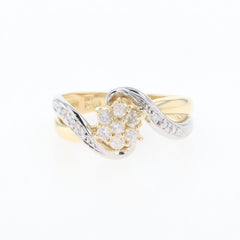 メレダイヤ デザインリング YG イエローゴールド プラチナ 指輪 リング 12号 K18 Pt900 ダイヤモンド レディース 【中古】nbjwl