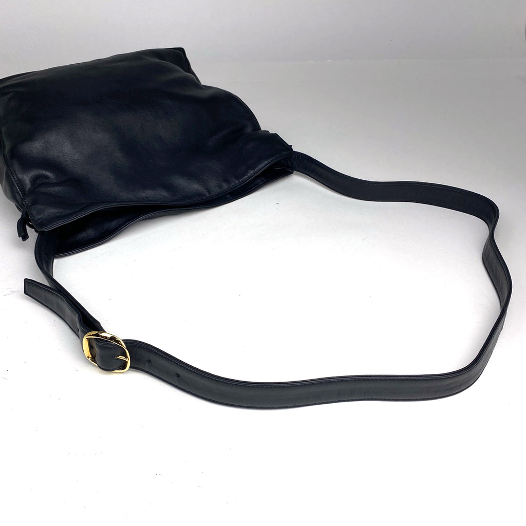 ロエベ アナグラム ショルダーバッグ 斜め掛け ロゴ ショルダーバッグ レザー ブラック レディース 【中古】brbag