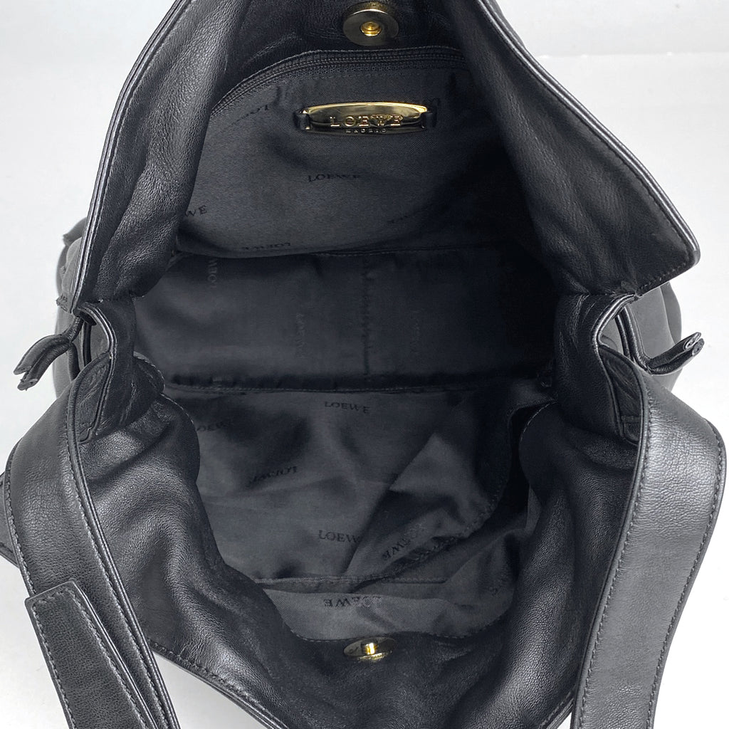 ロエベ アナグラム ショルダーバッグ 斜め掛け ロゴ ショルダーバッグ レザー ブラック レディース 【中古】brbag