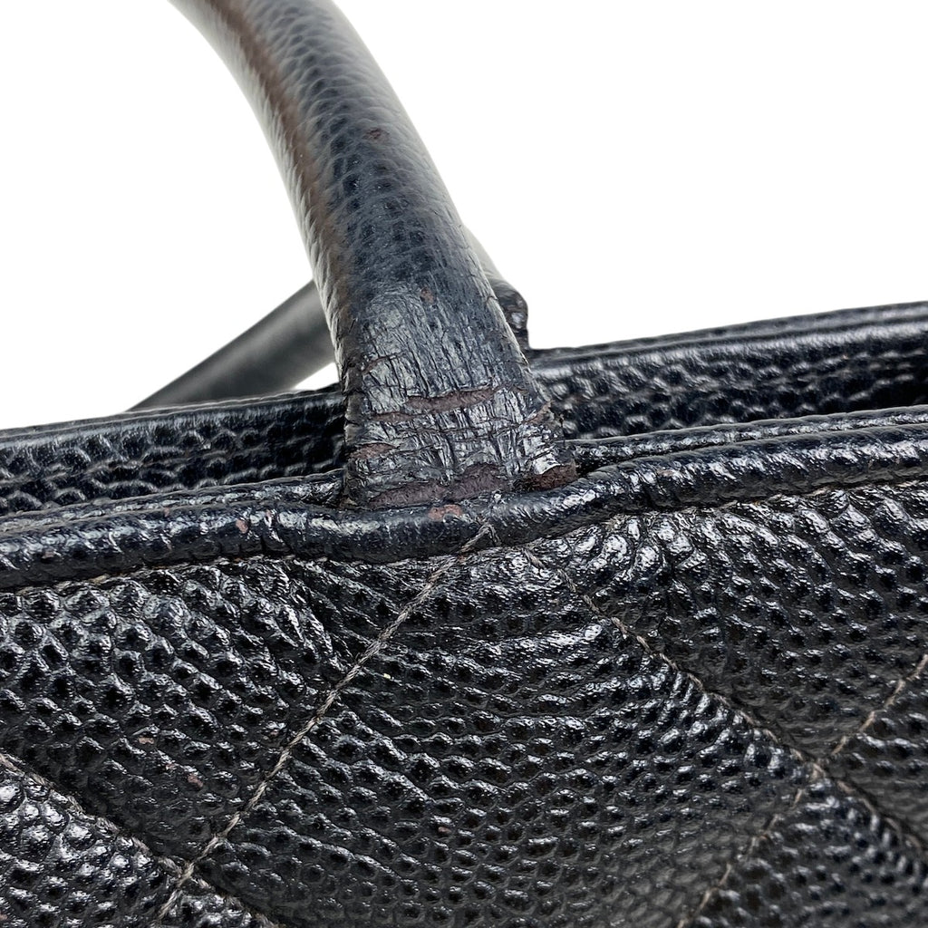 シャネル 復刻トート ハンドバッグ ココマーク トートバッグ キャビアスキン ブラック A01804 レディース 【中古】 brbag