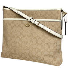 コーチ シグネチャー ショルダーバッグ 斜め掛け キャンバス ベージュ ホワイト F58285 レディース 【中古】 brbag