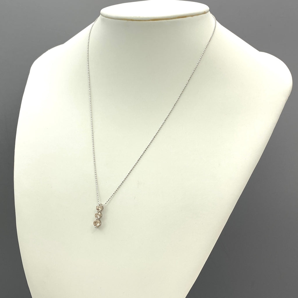 メレダイヤ デザインネックレス プラチナ ペンダント ネックレス K18 WG ダイヤモンド レディース 【中古】nbjwl