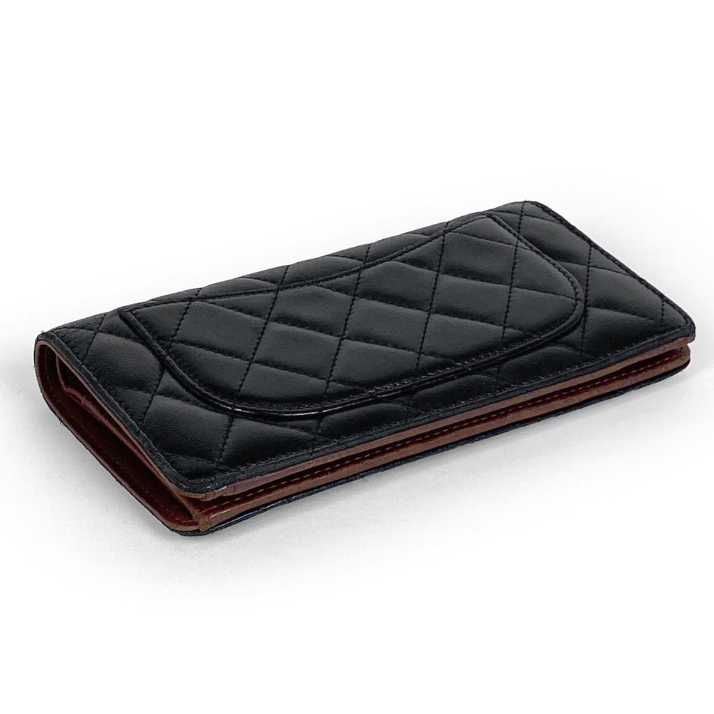 CHANEL シャネル マトラッセ ラムスキン レザー 長財布 黒 ココ