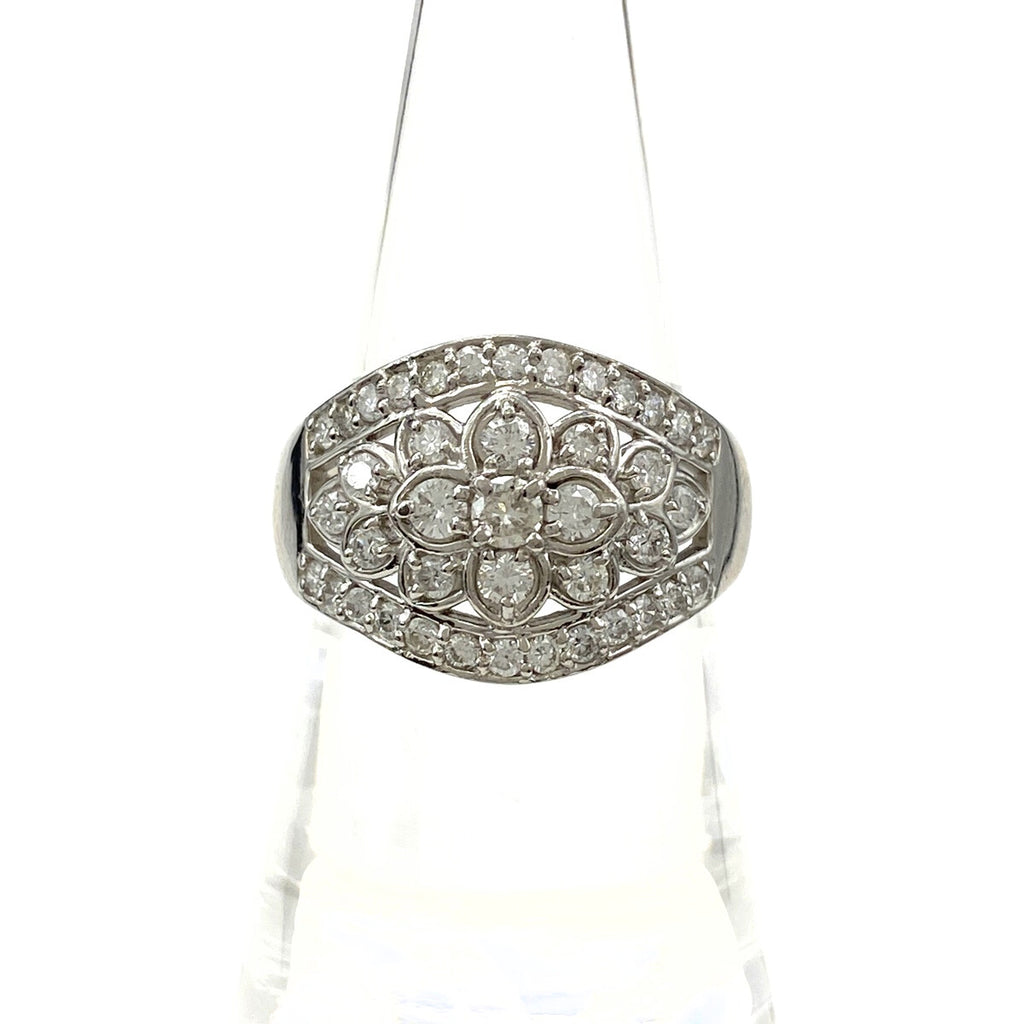 メレダイヤ デザインリング プラチナ 指輪 リング 14.5号 Pt900 ダイヤモンド レディース 【中古】nbjwl