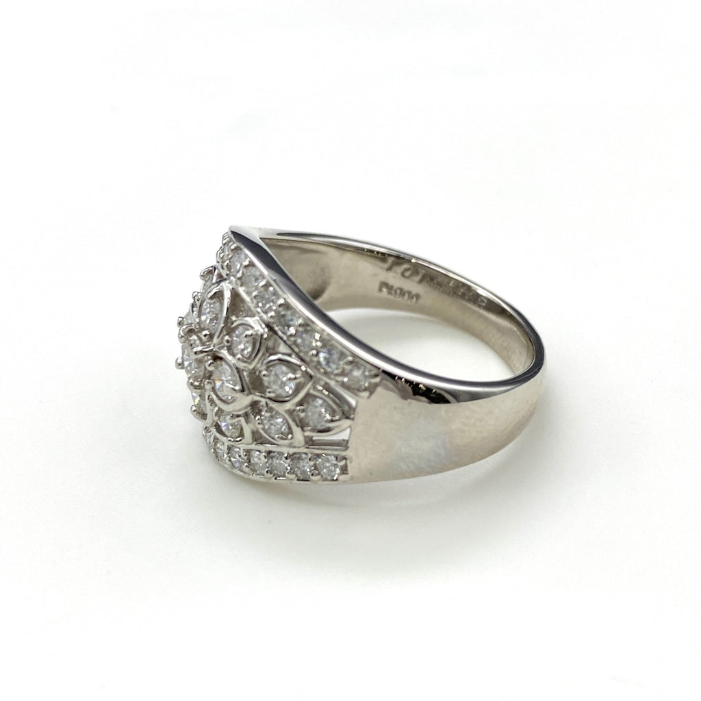 メレダイヤ デザインリング プラチナ 指輪 リング 14.5号 Pt900 ダイヤモンド レディース 【中古】nbjwl