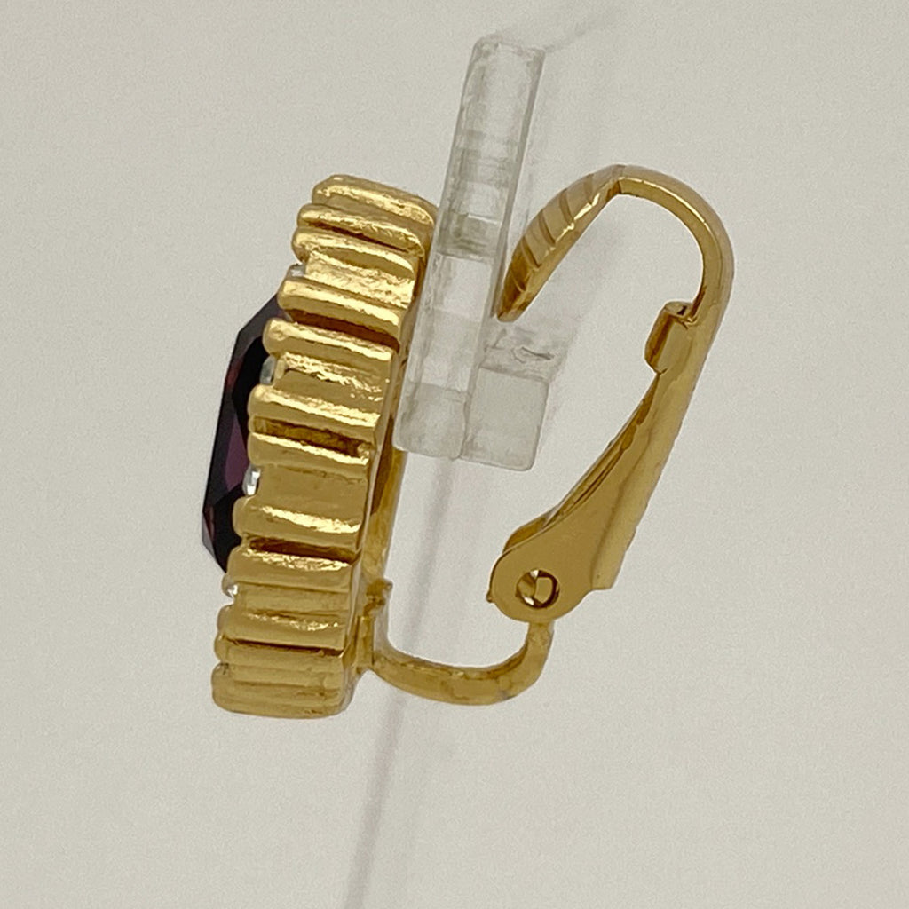 クリスチャンディオール カラーストーン イヤリング オーバル イヤリング GP ラインストーン ゴールド パープル レディース 【中古】bracc