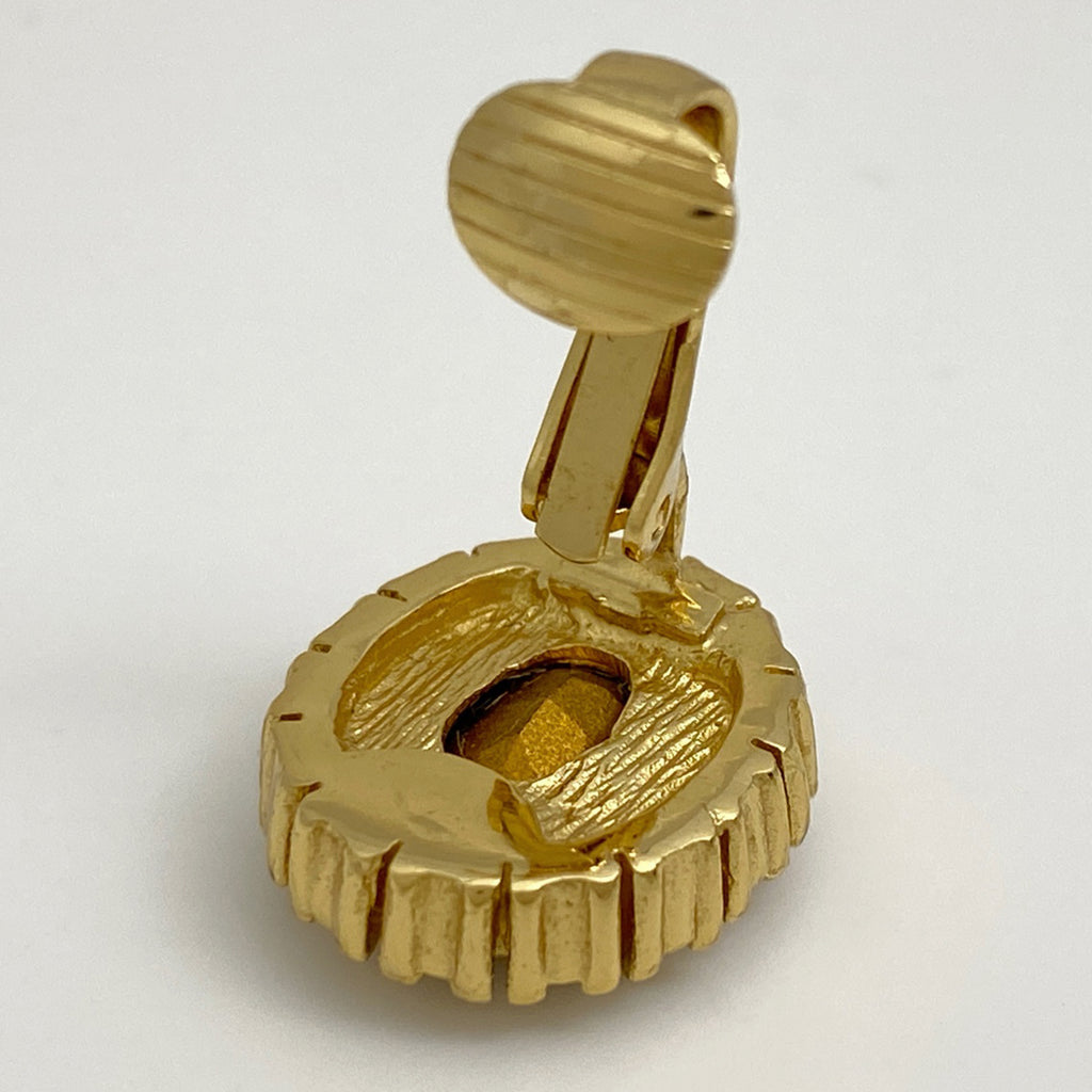 クリスチャンディオール カラーストーン イヤリング オーバル イヤリング GP ラインストーン ゴールド パープル レディース 【中古】bracc