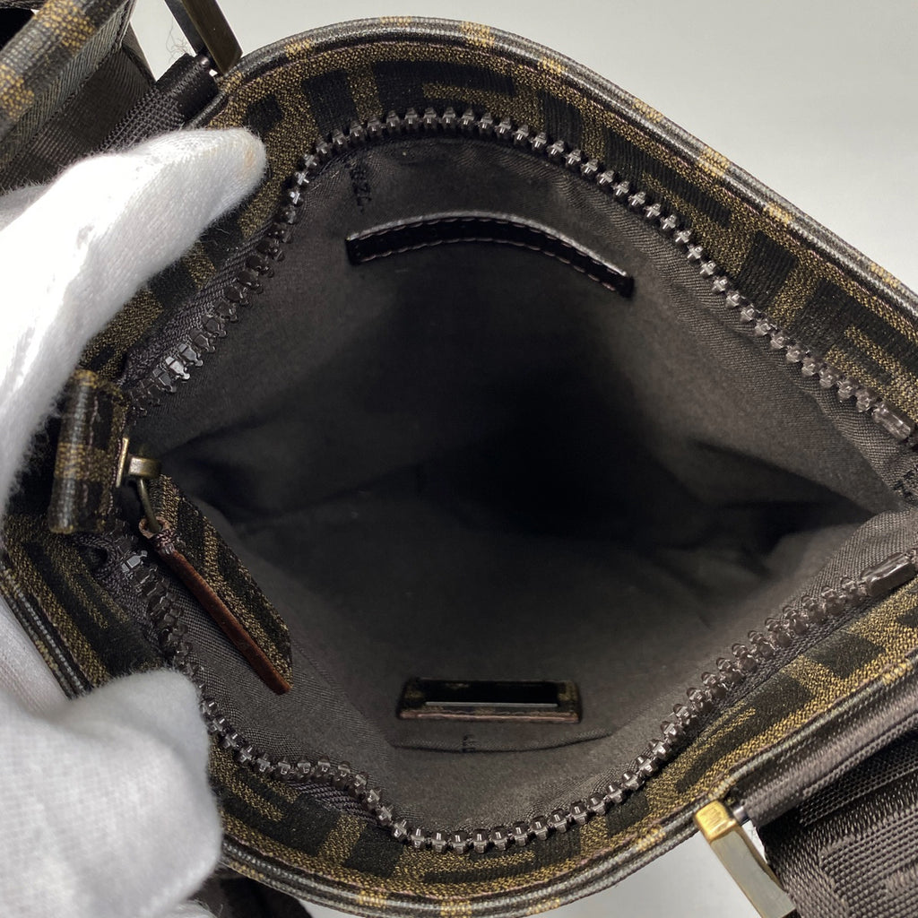 フェンディ ズッカ柄 ショルダーバッグ 斜め掛け ショルダーバッグ コーティングキャンバス ブラウン 7VA214 レディース 【中古】brbag