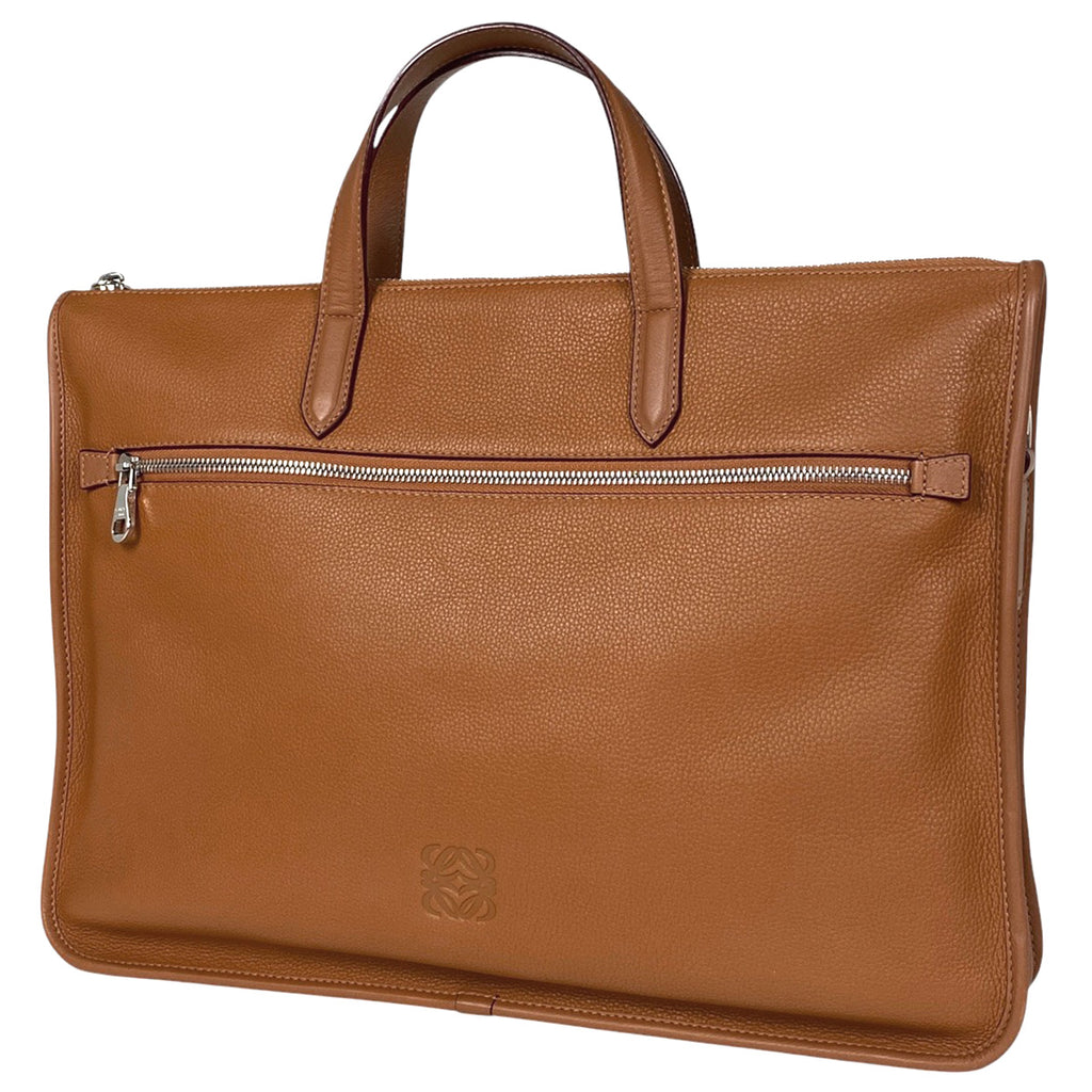 ロエベ アナグラム ビジネスバッグ ブリーフケース 2WAY ショルダーバッグ ビジネスバッグ レザー ブラウン メンズ 【中古】brbag