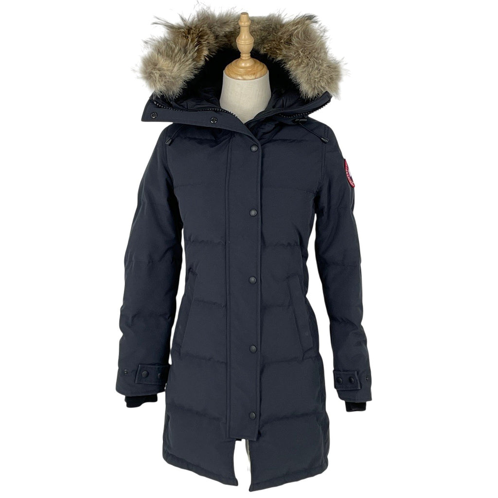 カナダグース マッケンジー ダウンコート フーディ ファー ダウンジャケット アウター ダウンコート ネイビー レディース 【中古】brapp