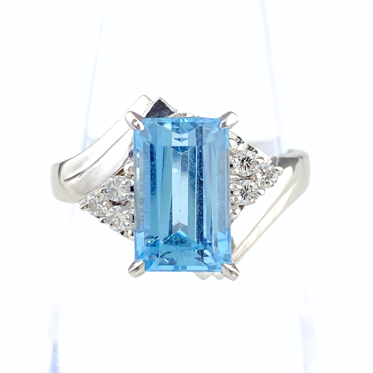 ☆4.6ct☆大粒アクアマリン✨1.2ctダイヤモンドプラチナリング