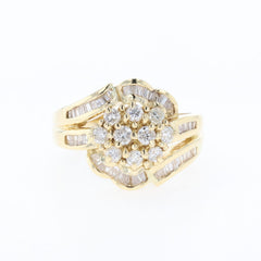 メレダイヤ デザインリング YG イエローゴールド 指輪 リング 12.5号 K18 ダイヤモンド レディース 【中古】nbjwl