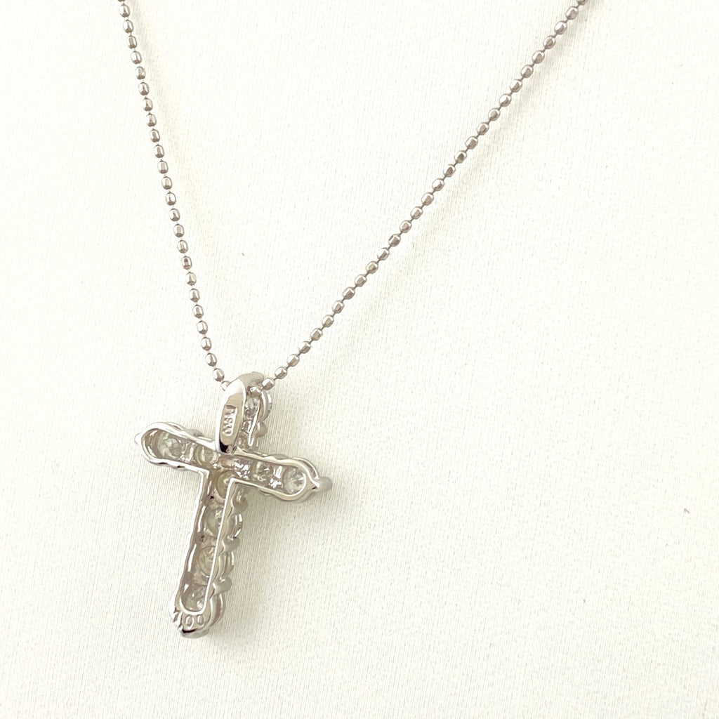 クロスモチーフ デザインネックレス プラチナ ペンダント メレダイヤ 十字架 ネックレス Pt900 Pt850 ダイヤモンド レディース 【中古】nbjwl