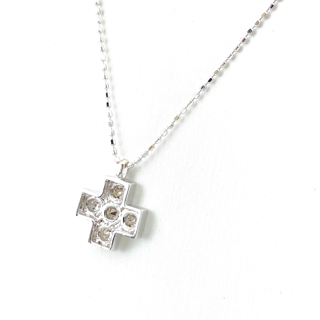 クロスモチーフ デザインネックレス WG ホワイトゴールド ペンダント メレダイヤ 十字架 ネックレス K18 WG ダイヤモンド レディース 【中古】nbjwl