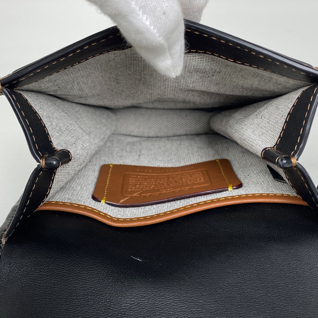 コーチ ロゴ ショルダーバッグ 斜め掛け ターンロック ショルダーバッグ レザー ブラック レディース 【中古】 brbag