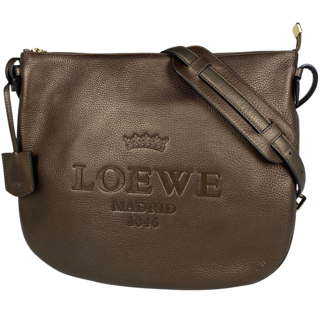 ロエベ ヘリテージ ショルダーバッグ ロゴ 斜め掛け ショルダーバッグ レザー ブラウン レディース 【中古】 brbag