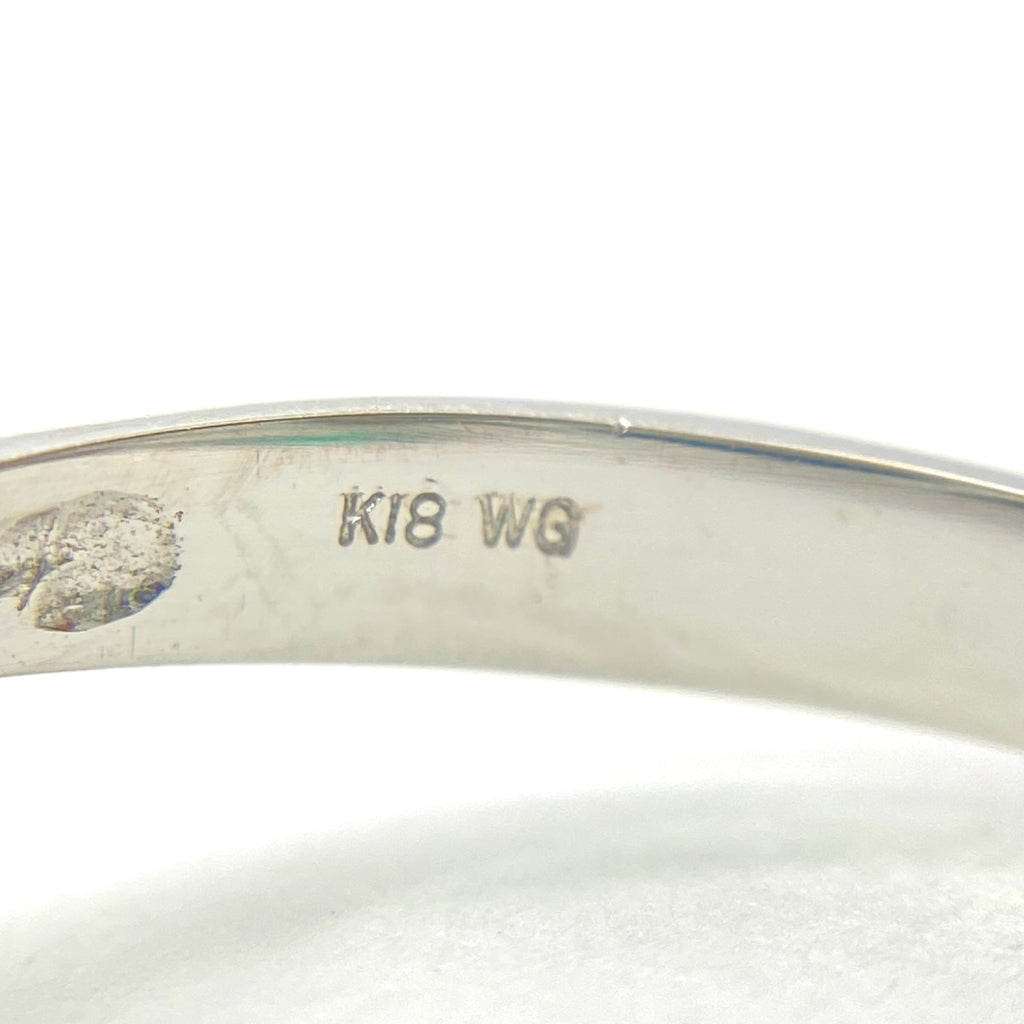 エメラルド デザインリング WG ホワイトゴールド メレダイヤ 指輪 リング 13号 K18 WG エメラルド レディース 【中古】 
 ラッピング可