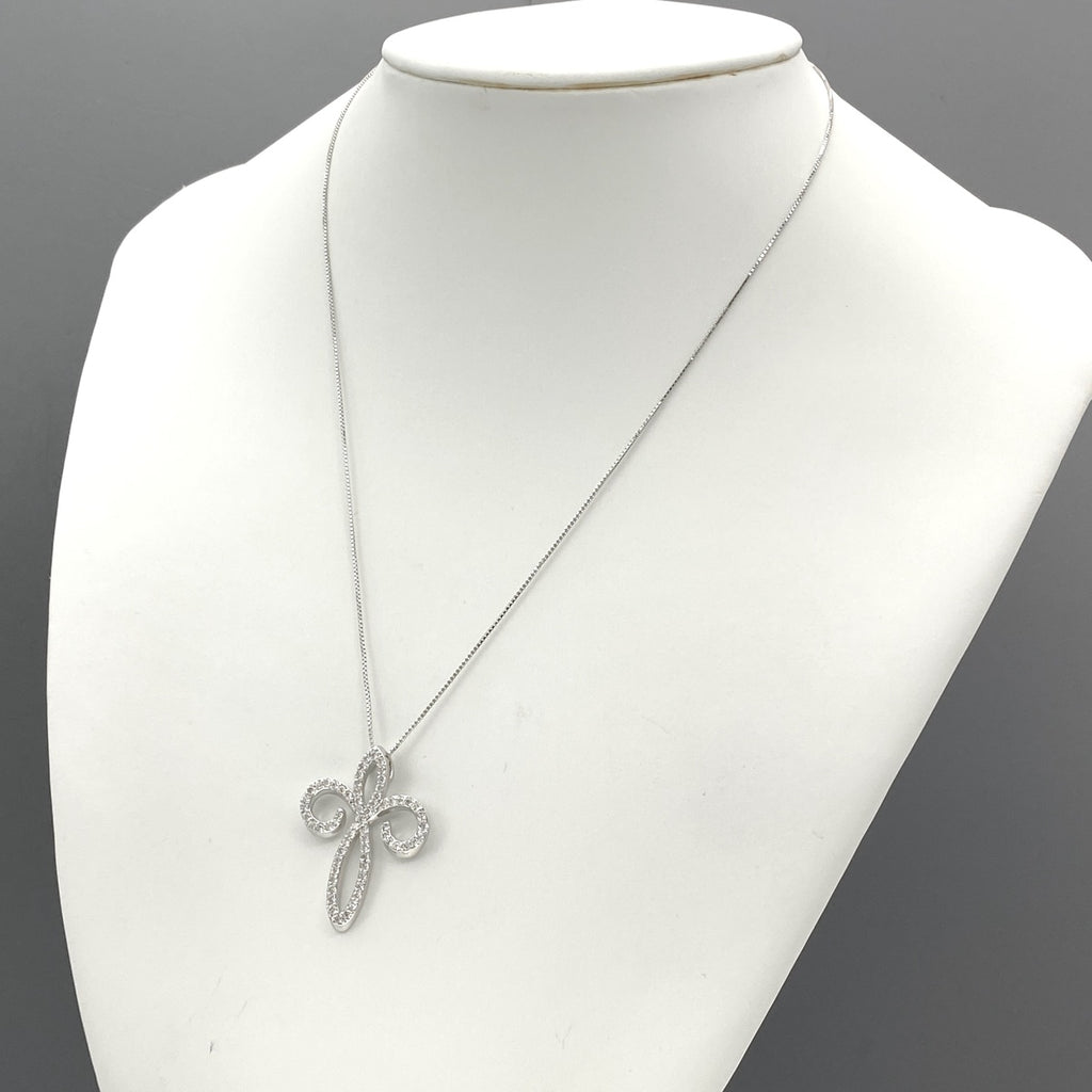 メレダイヤ デザインネックレス WG ホワイトゴールド ペンダント ネックレス K18 WG ダイヤモンド レディース 【中古】nbjwl