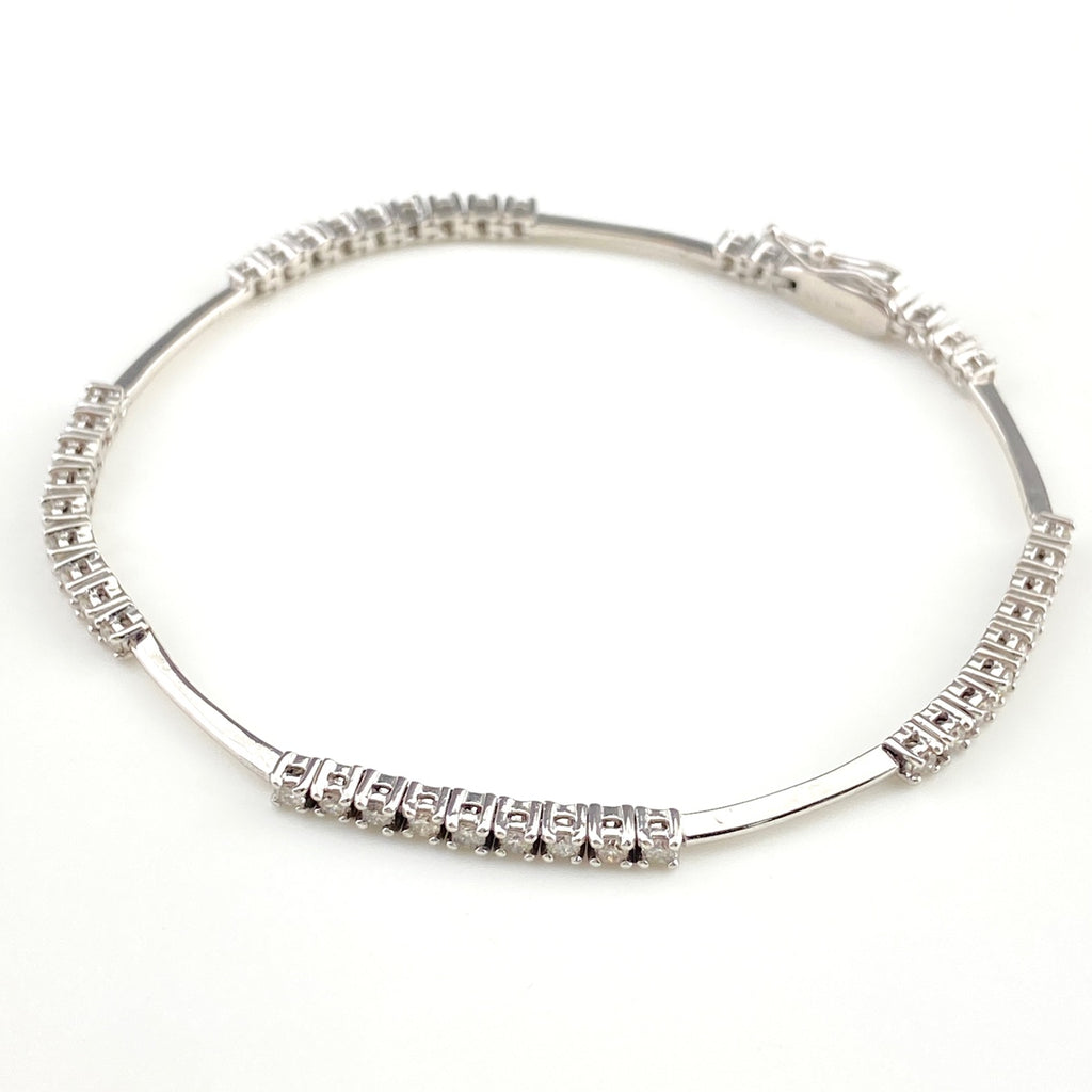 メレダイヤ デザインブレスレット WG ホワイトゴールド 腕輪 ブレスレット K18 WG ダイヤモンド レディース 【中古】nbjwl