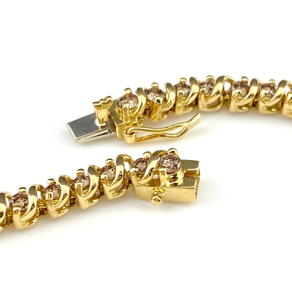 メレダイヤ デザインブレスレット YG イエローゴールド 腕輪 ブレスレット K18 ダイヤモンド レディース 【中古】nbjwl
