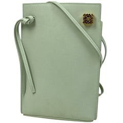 【在庫一掃】 ロエベ ダイスポケット アナグラム ロゴ ショルダーバッグ レザー グリーン レディース 【中古】 brbag