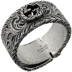 グッチ インターロッキングG リング ベルトモチーフ アラベスク 指輪 リング 20号 シルバー925 シルバー メンズ 【中古】  bracc